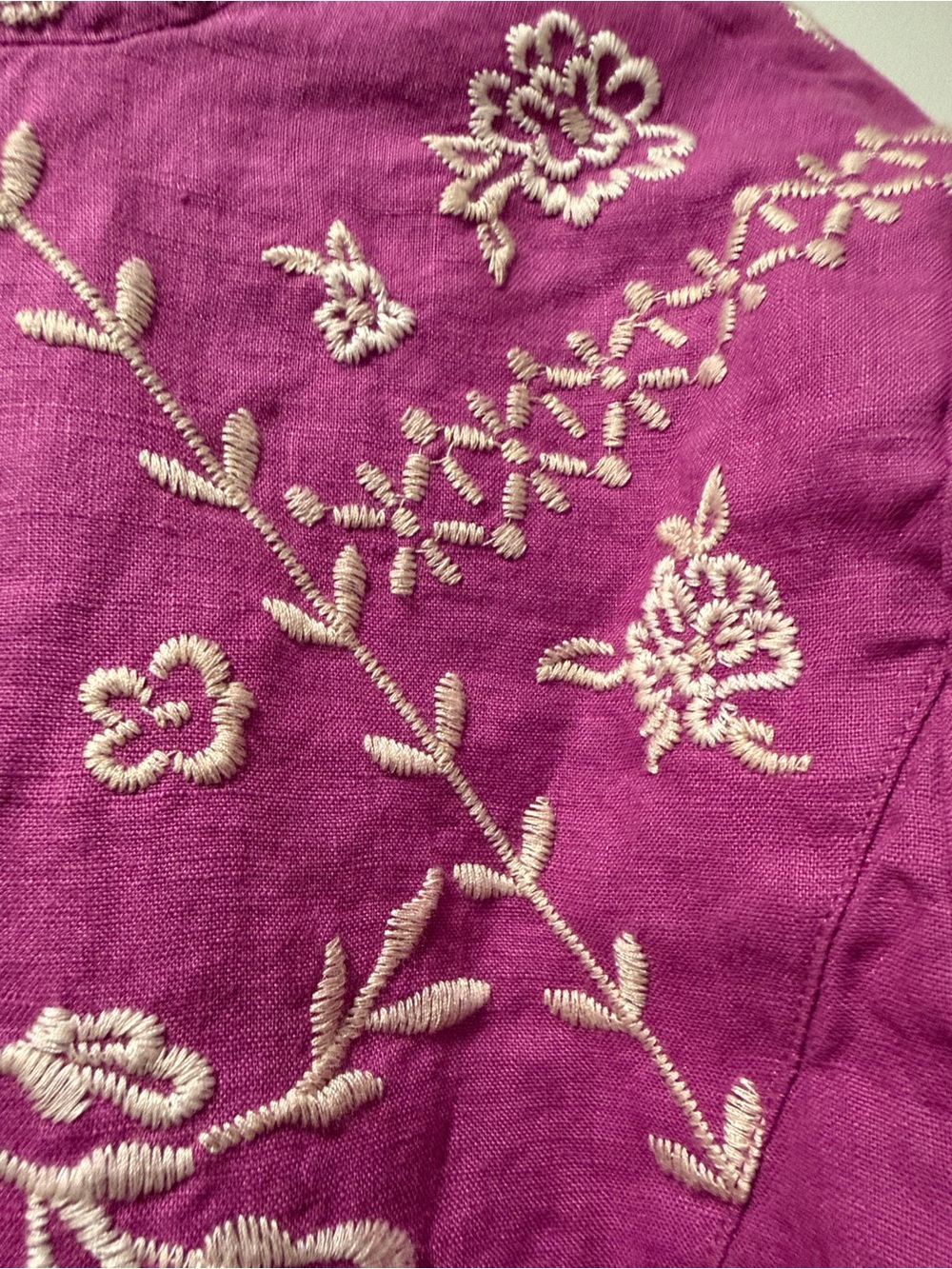 Johnny Was Fuchsia Embroidered Floral Henley Tunic - Picture 5 of 8